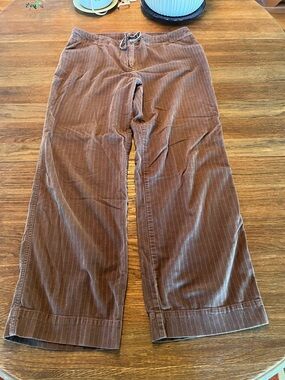 J. Jill Brown Corduroy-Trim Waist Zip-Up Pants